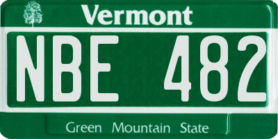 VT license plate NBE482