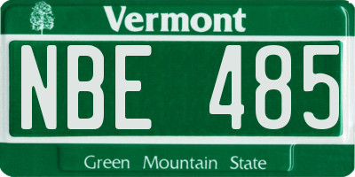 VT license plate NBE485