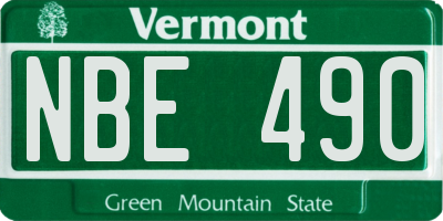 VT license plate NBE490