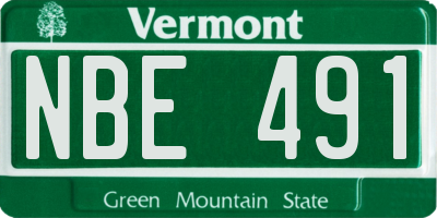 VT license plate NBE491