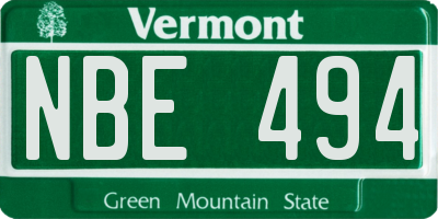 VT license plate NBE494