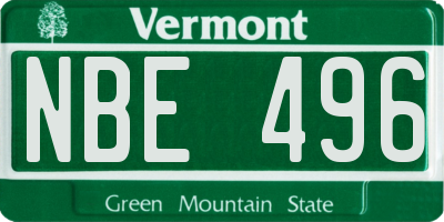 VT license plate NBE496