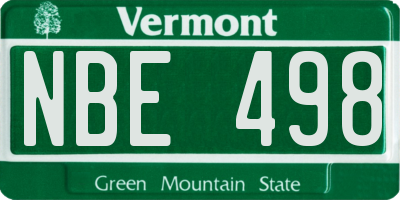 VT license plate NBE498
