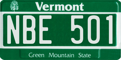 VT license plate NBE501