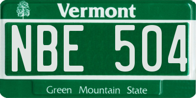 VT license plate NBE504