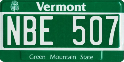 VT license plate NBE507