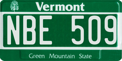 VT license plate NBE509