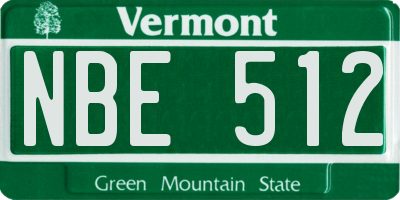 VT license plate NBE512
