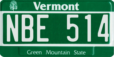 VT license plate NBE514