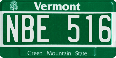 VT license plate NBE516