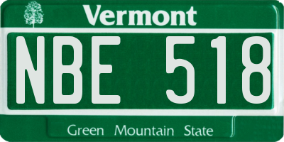 VT license plate NBE518