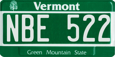 VT license plate NBE522