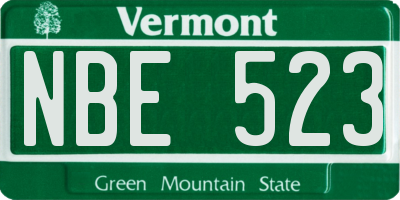 VT license plate NBE523