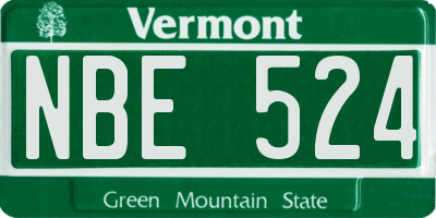 VT license plate NBE524