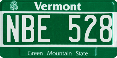VT license plate NBE528
