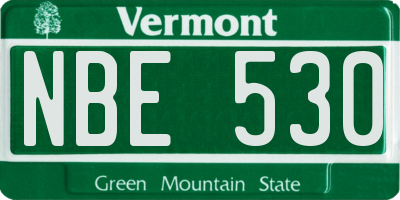 VT license plate NBE530