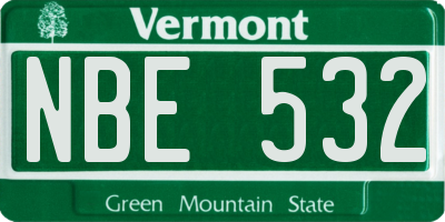 VT license plate NBE532