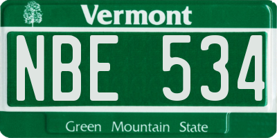 VT license plate NBE534