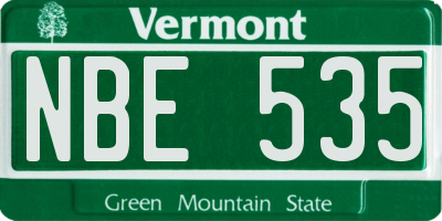 VT license plate NBE535