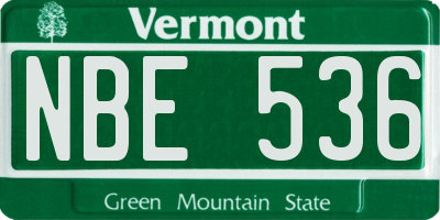 VT license plate NBE536