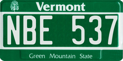 VT license plate NBE537