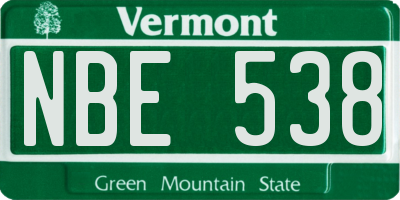 VT license plate NBE538
