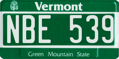 VT license plate NBE539
