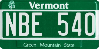 VT license plate NBE540