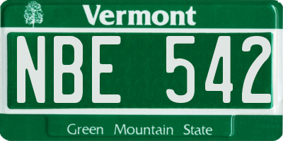VT license plate NBE542