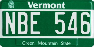 VT license plate NBE546