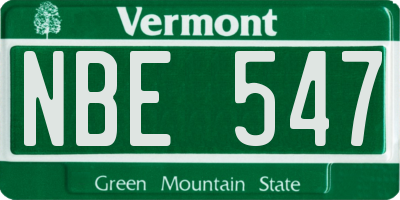 VT license plate NBE547
