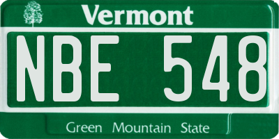 VT license plate NBE548