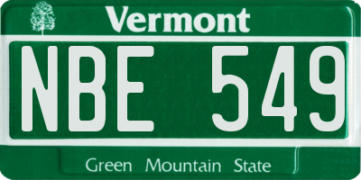 VT license plate NBE549