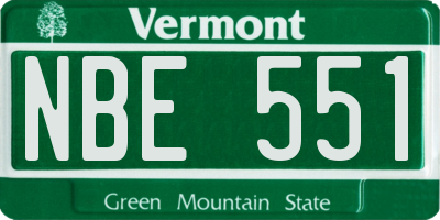 VT license plate NBE551