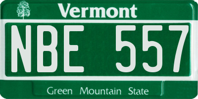 VT license plate NBE557