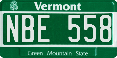 VT license plate NBE558