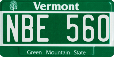 VT license plate NBE560