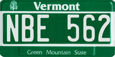 VT license plate NBE562