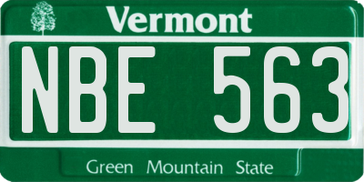 VT license plate NBE563