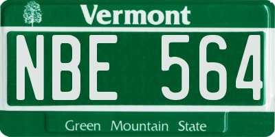 VT license plate NBE564