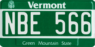 VT license plate NBE566