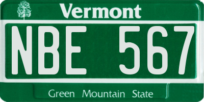 VT license plate NBE567