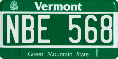 VT license plate NBE568