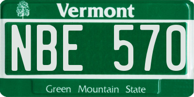 VT license plate NBE570