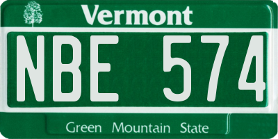 VT license plate NBE574