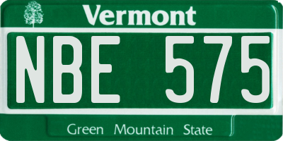 VT license plate NBE575