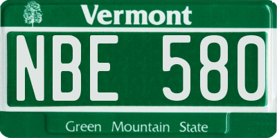 VT license plate NBE580