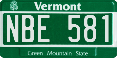 VT license plate NBE581