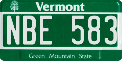 VT license plate NBE583