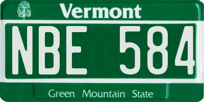 VT license plate NBE584